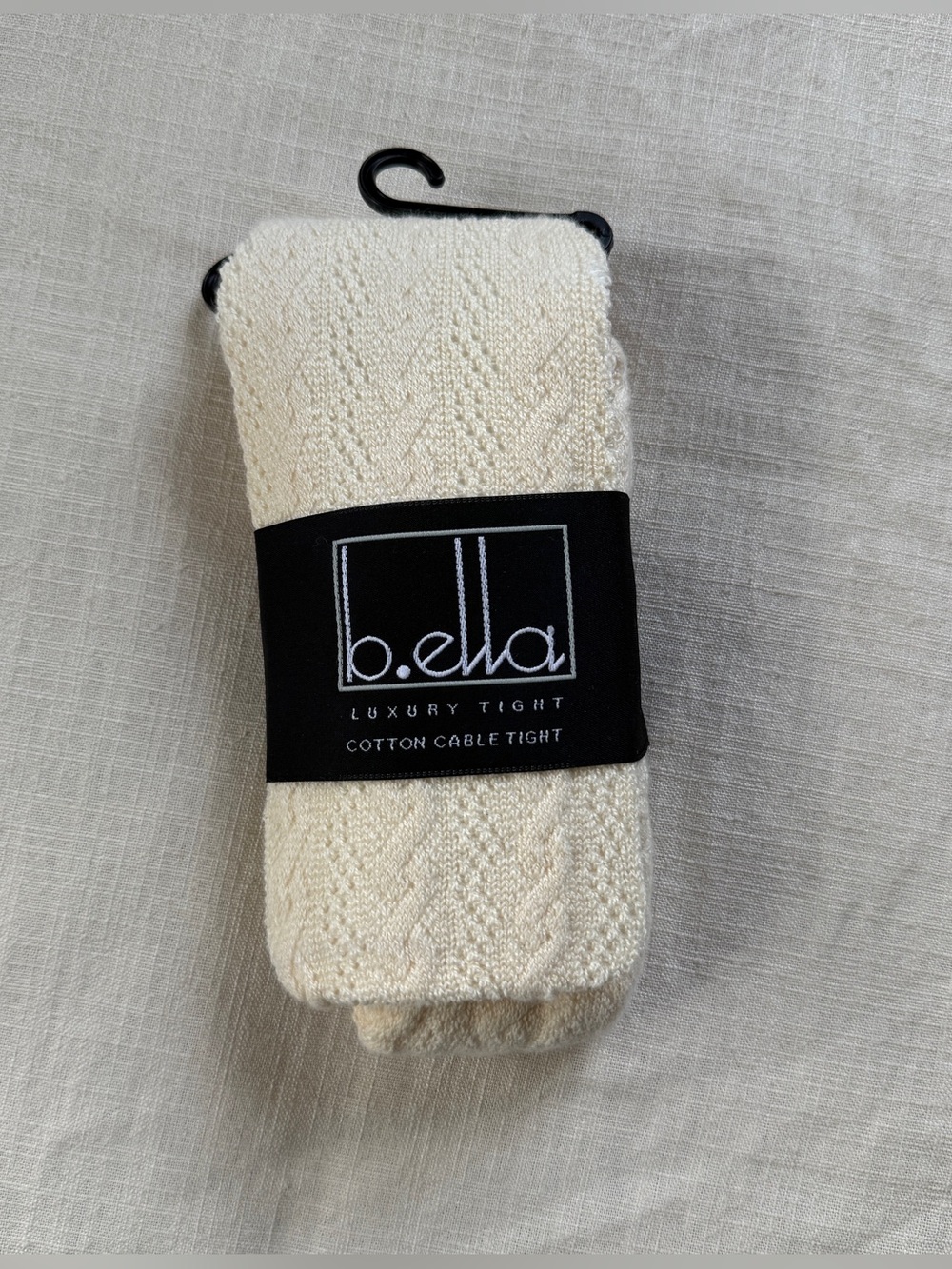 Vintage B.ella Cotton Ivory Cable Knit Tights Made in Italy Sheer Open Knit Lace